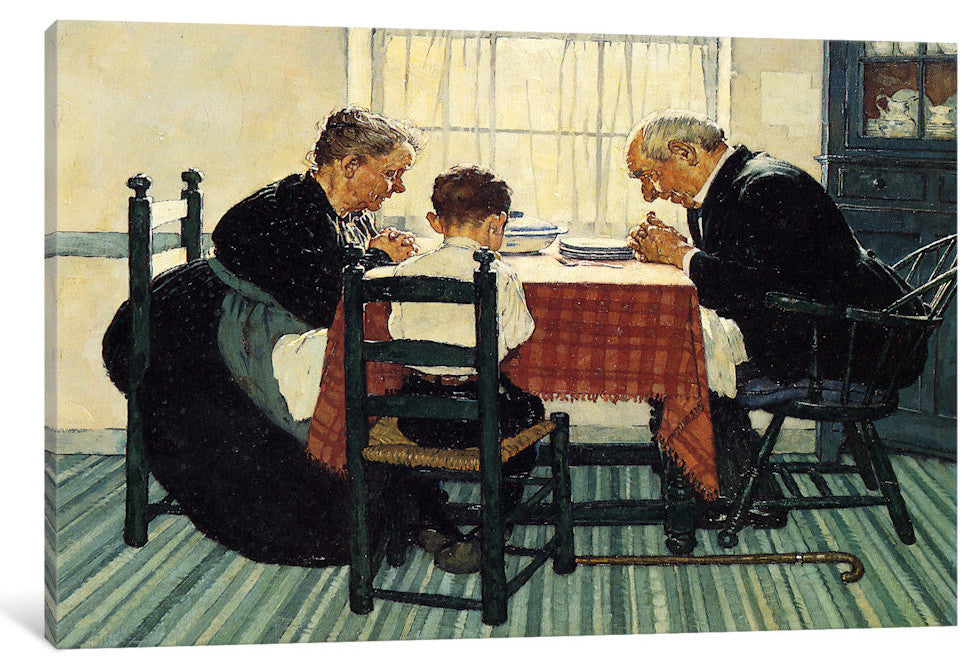 "Family Grace (Pray)" by Norman Rockwell, 40x26x1.5"