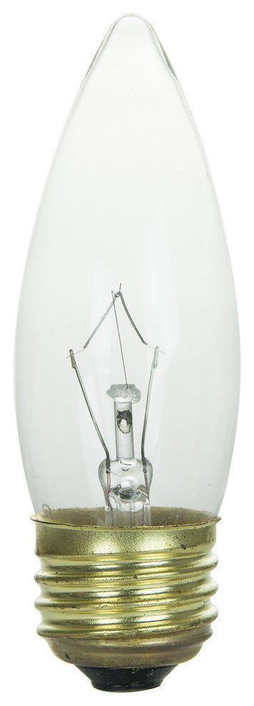 Sunlite 25 Watt Torpedo Tip Chandelier, Medium Base, Clear, 15 Pack