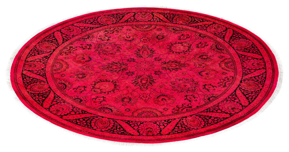 Overdyed One-of-a-Kind Hand-Knotted Area Rug Pink, 6' 1" x 6' 1"