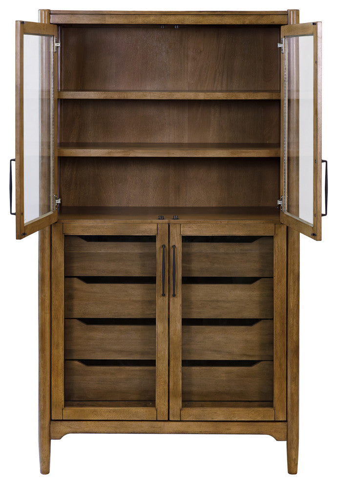 Modern Wood Display Cabinet, Dining Storage, Bookcase, Brown