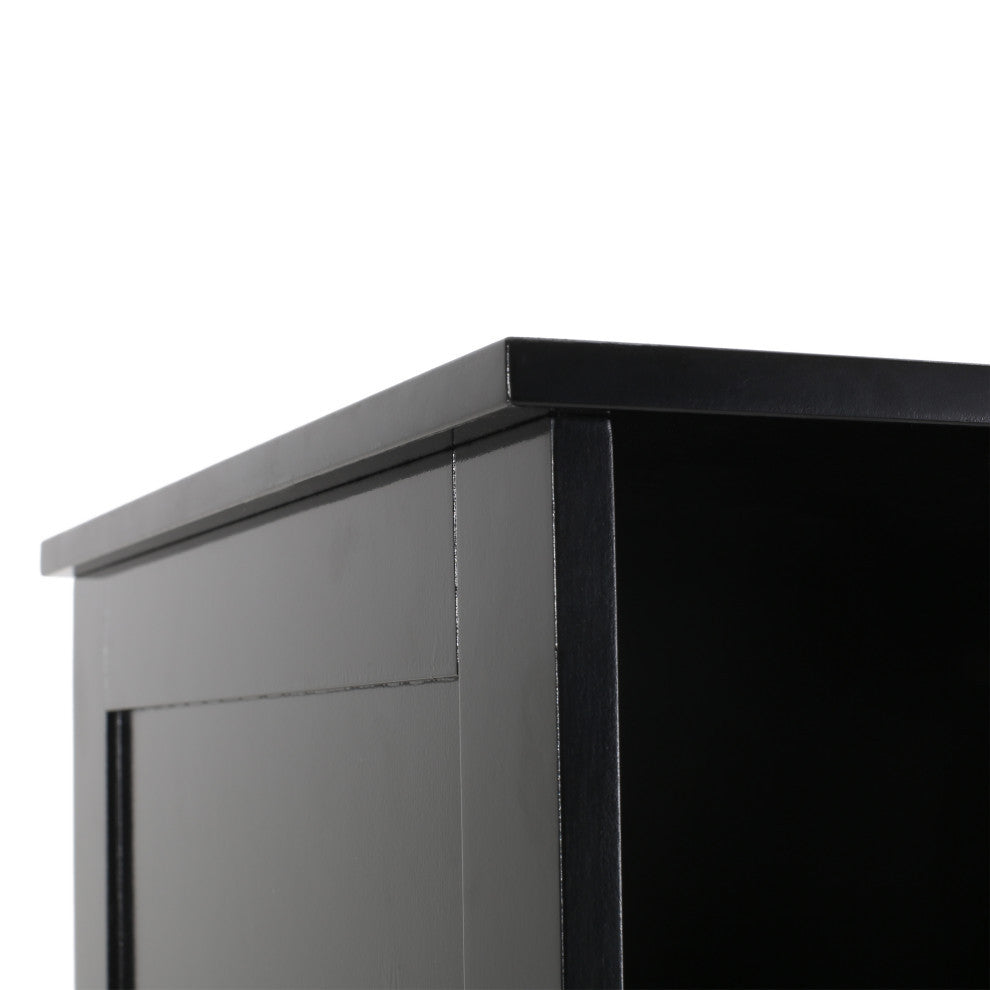 Lauren Modern Free Standing Bathroom Linen Tower Storage Cabinet, Black