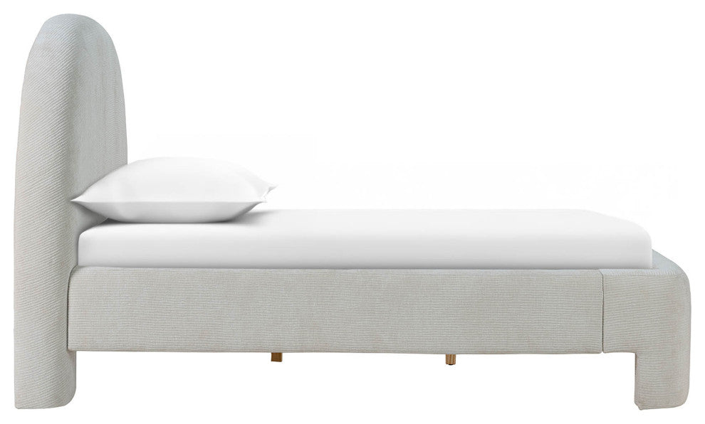 Nina Upholstered Platform Bed, Beige, Queen