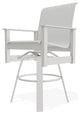 Leeward Sling Bar Height Outdoor Swivel Armchair, White/Snow