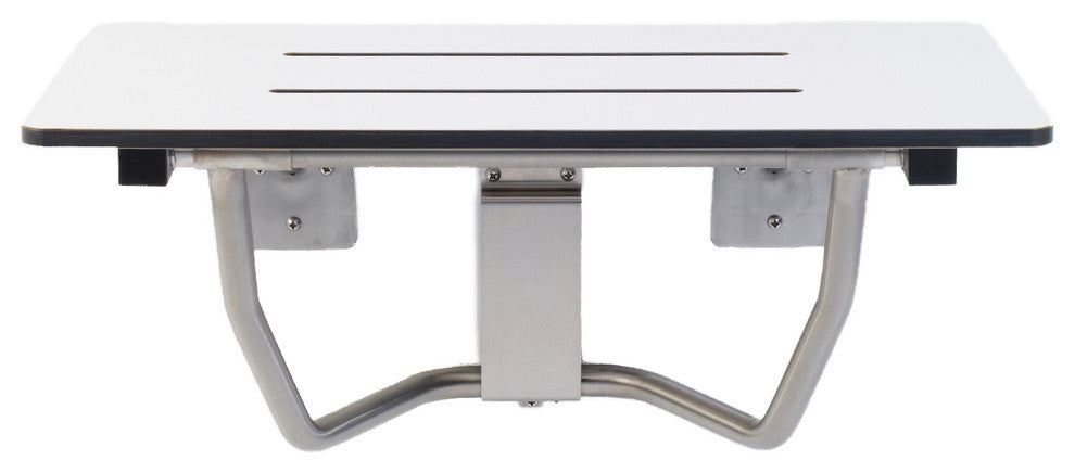 Rectangular Folding Shower Seat, Phenolic, White, 34.5 Inch, Wall Mount