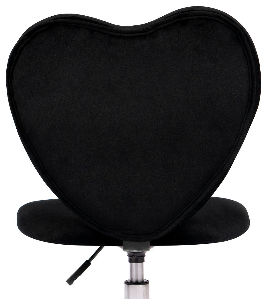 Heart 360 Degrees Vanity Chair With Adjustable Height, Black Velvet