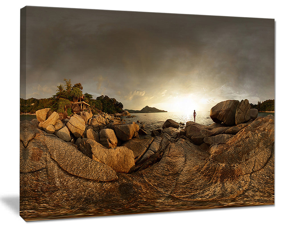 "Brown Rocky Forest Panorama" Landscape Wall Art Canvas Print, 40"x30"