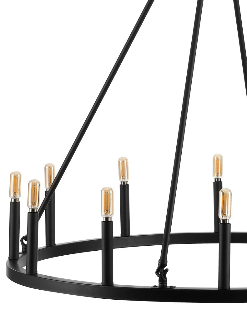 Ring Iron Rustic Farmhouse LED Chandelier, 12-Light