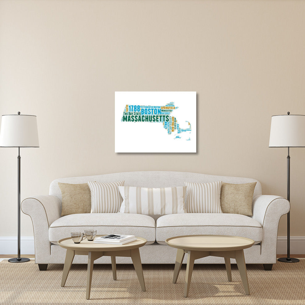 "Massachusetts Word Cloud Map" Fine Art Print