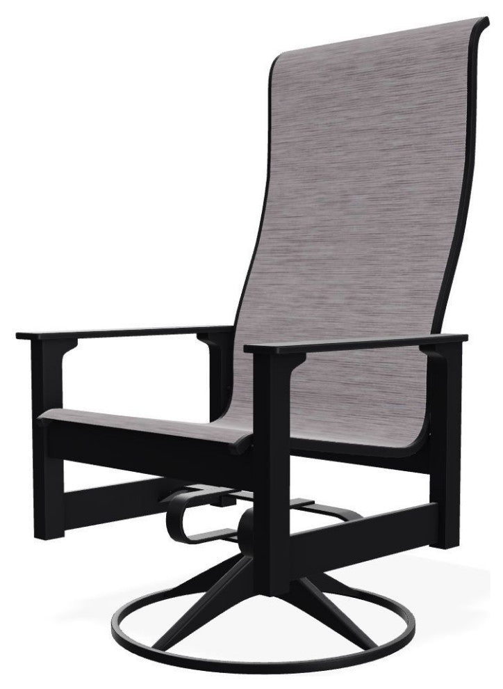 Leeward Sling Outdoor Swivel Rocker, Fossil/Black
