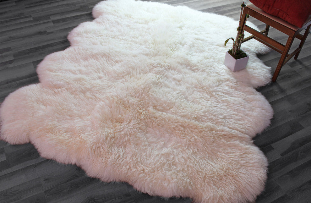 Genuine Sheepskin Rug, Ivory, Eight Pelt