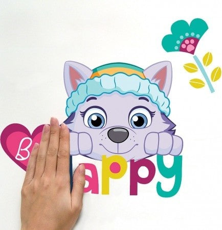 Paw Patrol Skye and Everest Be Happy Quote Peel and Stick Wall Decals, 8-Piece