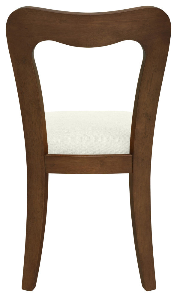 GDF Studio Modern Open Back Dining Chair, Set of 2, Walnut/Beige