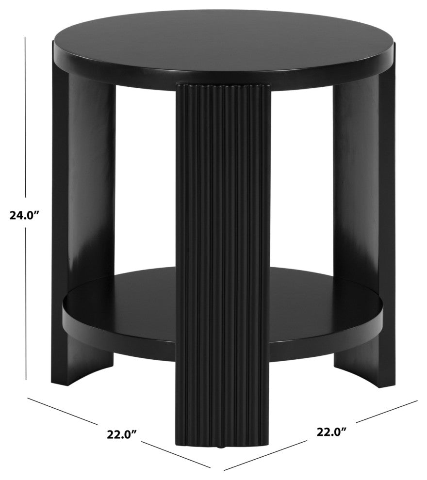 Safavieh Couture Liabella Round Wood Accent Table, Black