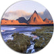 Colorada Lagoon And Volcano Pabellon, Landscape Disc Metal Artwork, 23"