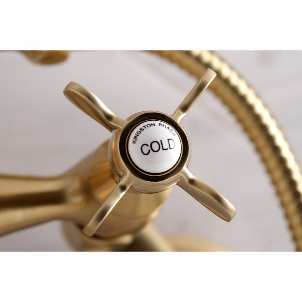 Kingston Brass Clawfoot Tub Faucet With Hand Shower, Brushed Brass