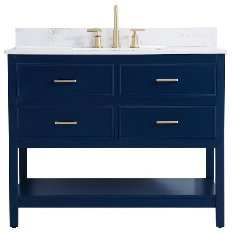 Skylar 42" Single Bathroom Vanity, Blue, With Backsplash