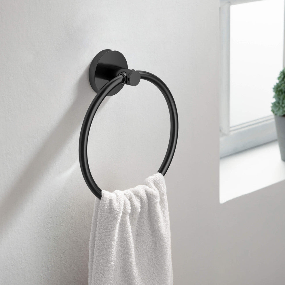Circular 4-Piece Bathroom Hardware Set, Matte Black