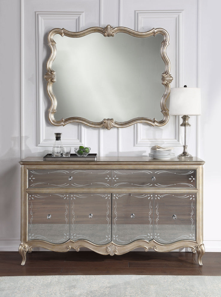 Esteban Server, Mirrored and Antique Champagne