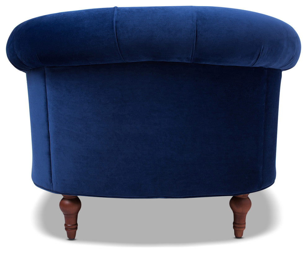 La Rosa 42" Chesterfield Tufted Accent Chair, Navy Blue Velvet