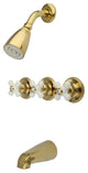 Kingston Brass Three-Handle Tub and Shower Faucet, Polished Brass