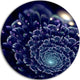 Dark Blue Abstract Fractal Flower, Floral Digital Round Wall Art, 23"