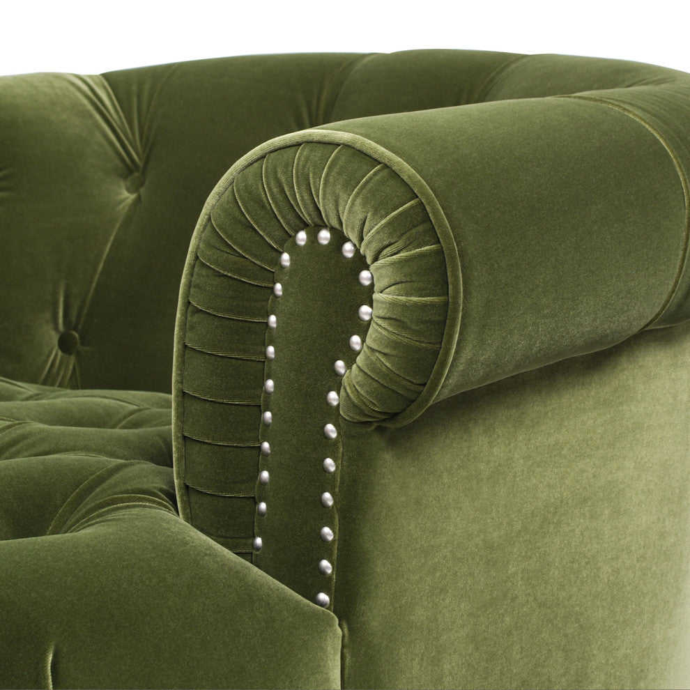 La Rosa 42" Chesterfield Tufted Accent Chair, Olive Green Performance Velvet