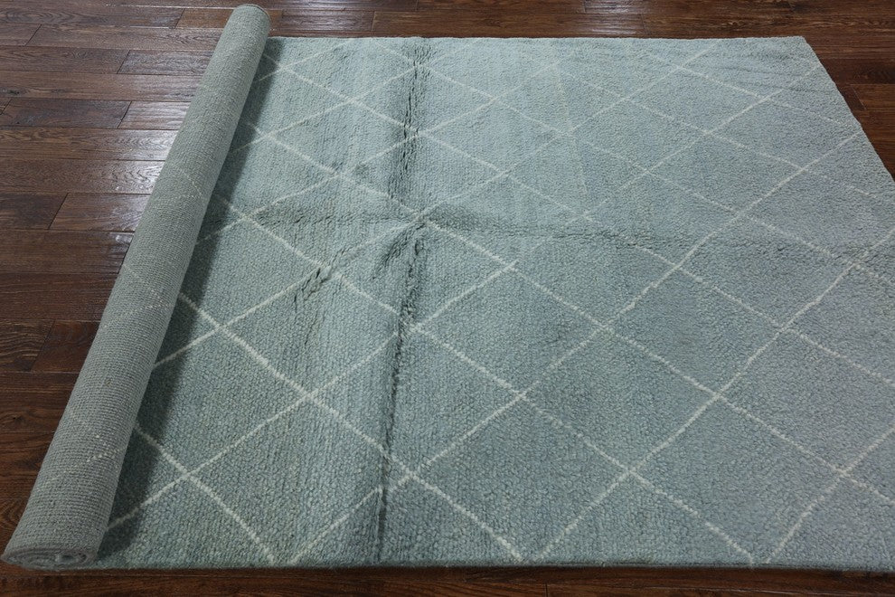 5'x8' Moroccan Collection Hand Knotted Modern Light Blue Oriental Wool Rug