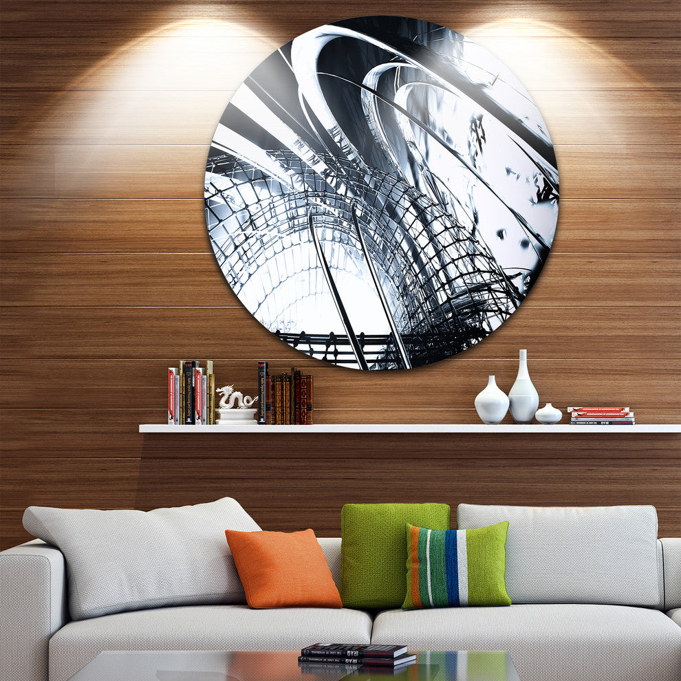 3D Abstract Art Black Structural, Abstract Digital Round Wall Art, 11"