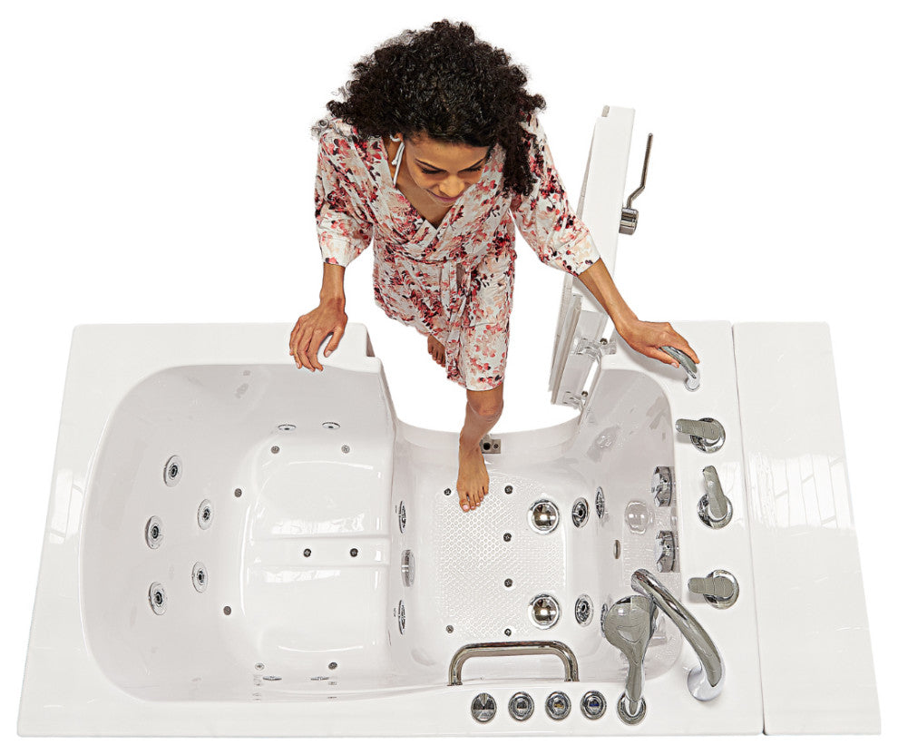 Ella Monaco 32"x52" Acrylic Walk-In-Bathtub, Outswing Door, 5 Piece Faucet