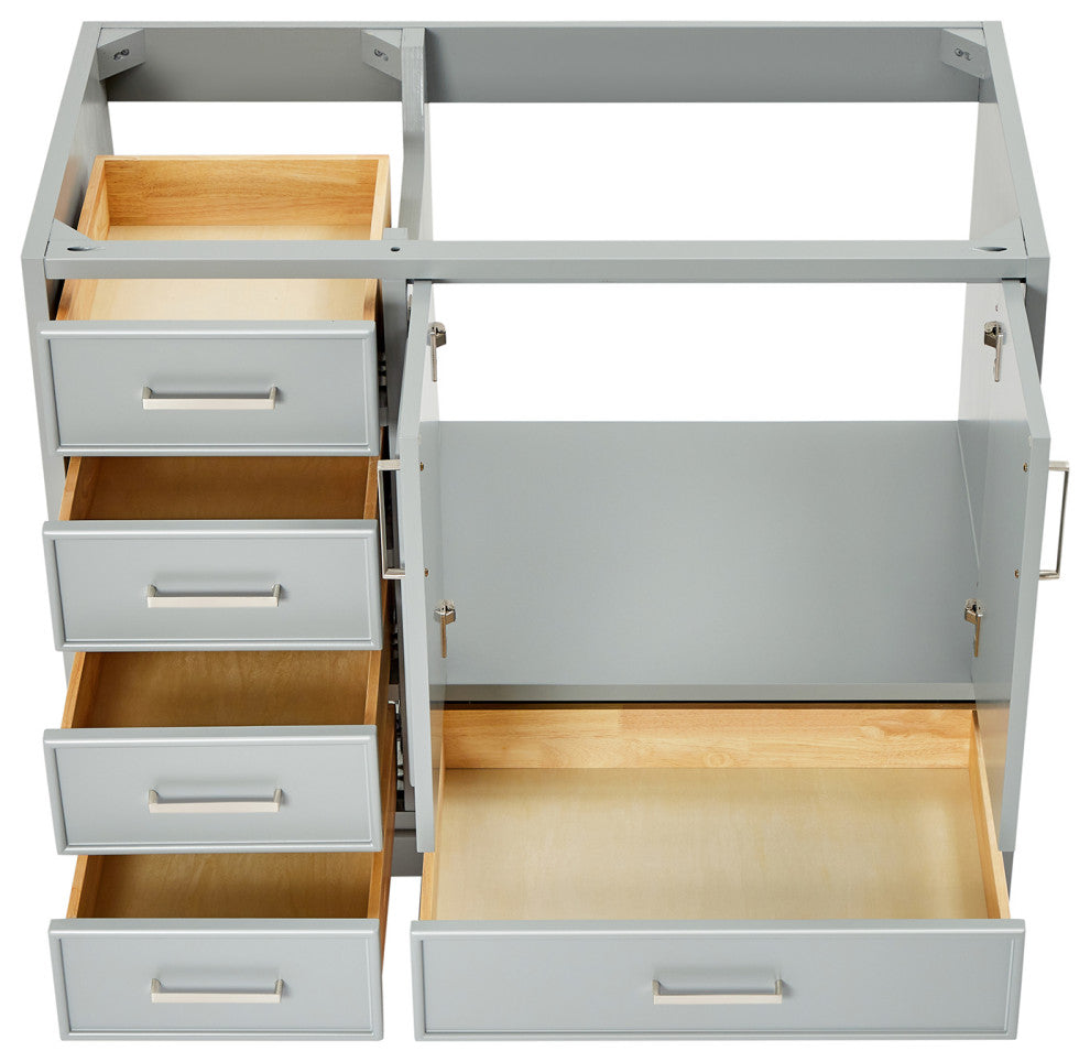 Ariel Stafford 42" Single Right Offset Sink Bathroom Vanity Base, Gray