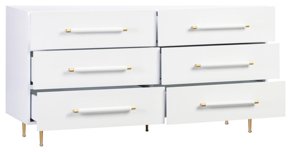 Trident 6 Drawer Dresser, White