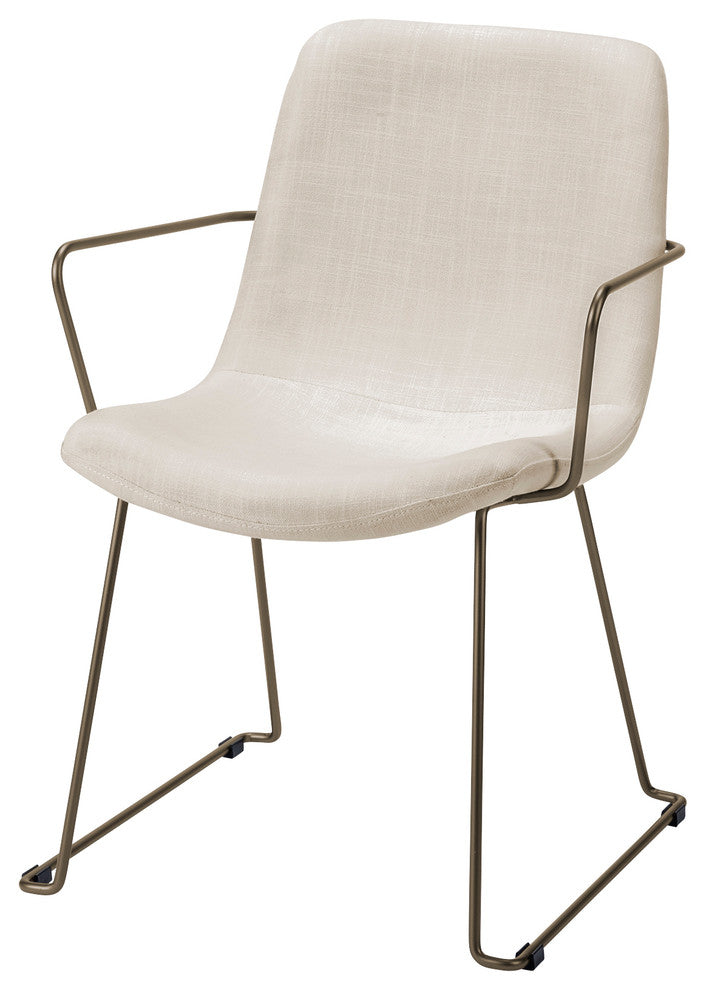 Sawyer Beige Fabric Wrap Seat With Gold Metal Frame Dining Chair