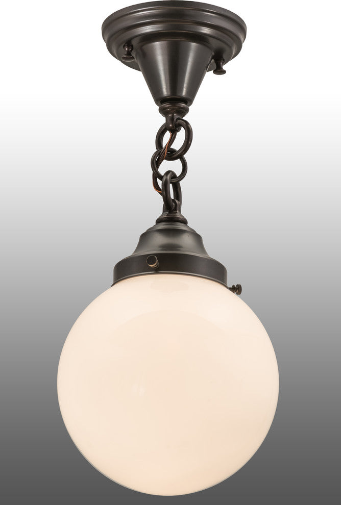 Meyda Lighting 165492 8"W Revival Schoolhouse White Globe Flushmount