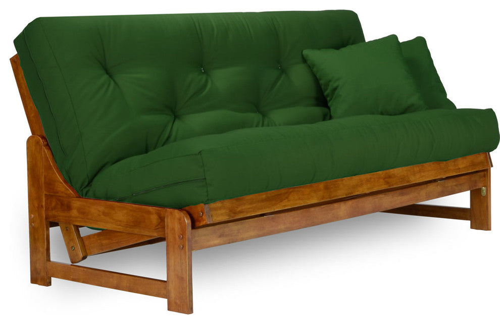Arden Futon Set - Frame, 8" Mattress, Hunter Green, Full