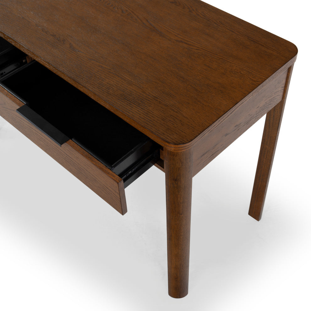 Safavieh Couture Gabrietta 2 Drawer Wood Desk, Medium Oak/Black