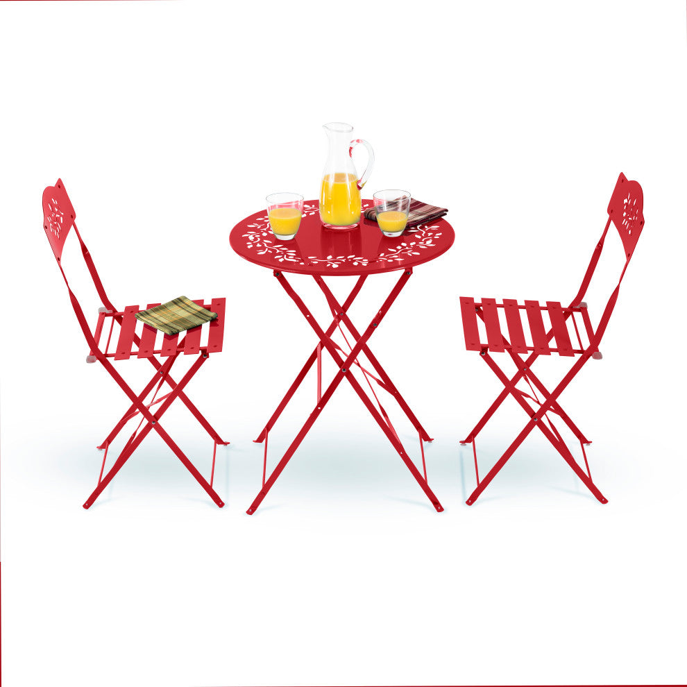 Metal 3-Piece Bistro Set, Red