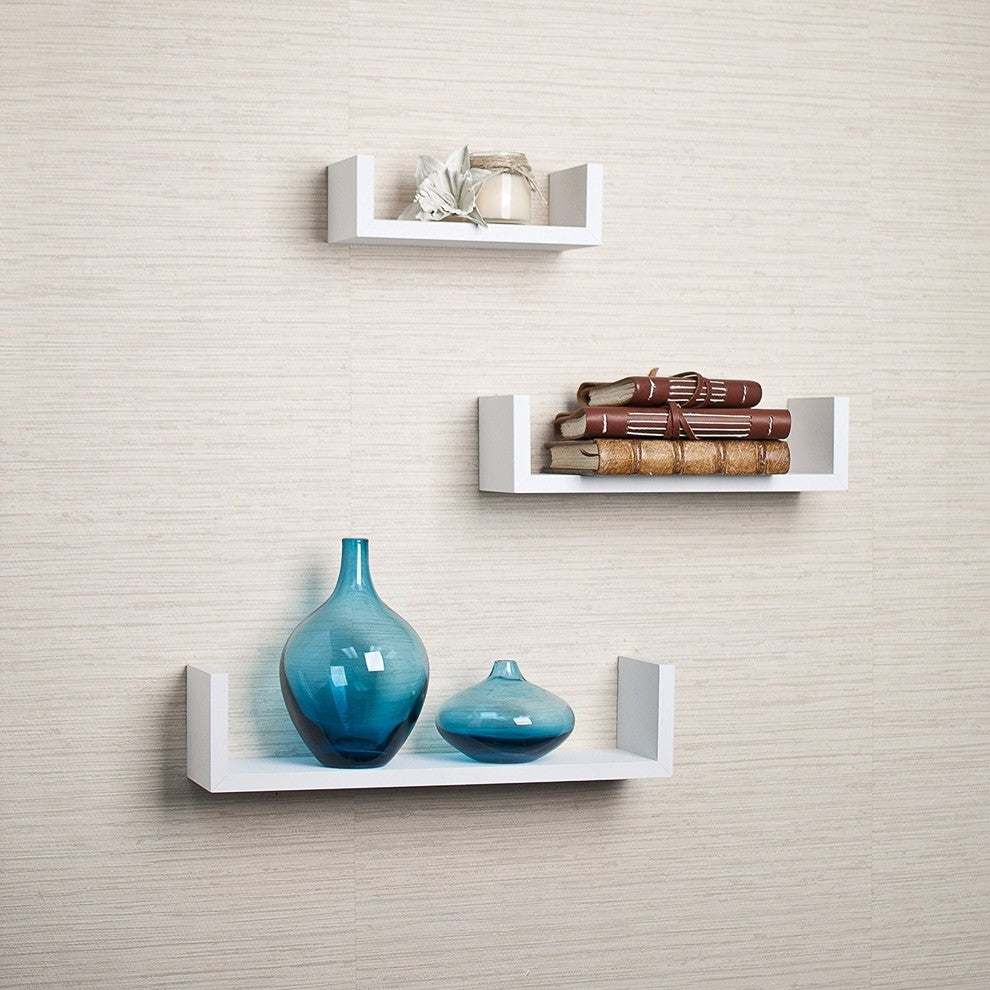 Danya B. Laminated Floating "U" Shelves (Set of 3), White