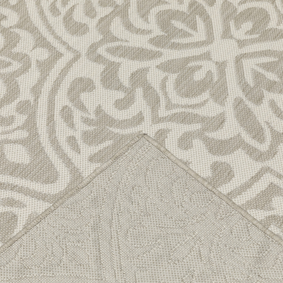 Parlan Floral Indoor-Outdoor Area Rug, Gray, 6'7"x9'2"