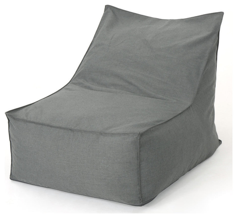 GDF Studio Tulum Outdoor Water Resistant Fabric Bean Bag Lounger, Dark Gray