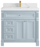 Paris 36" Center Sink Bathroom Vanity, Blue Heather 2" Calacatta Laza