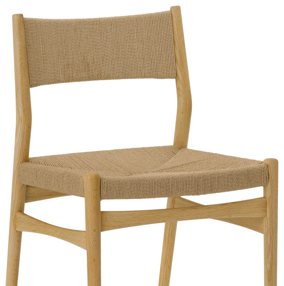 Erie, Woven Paper Cord and Oak Wood, Dining Chairs, 18", Set of 2