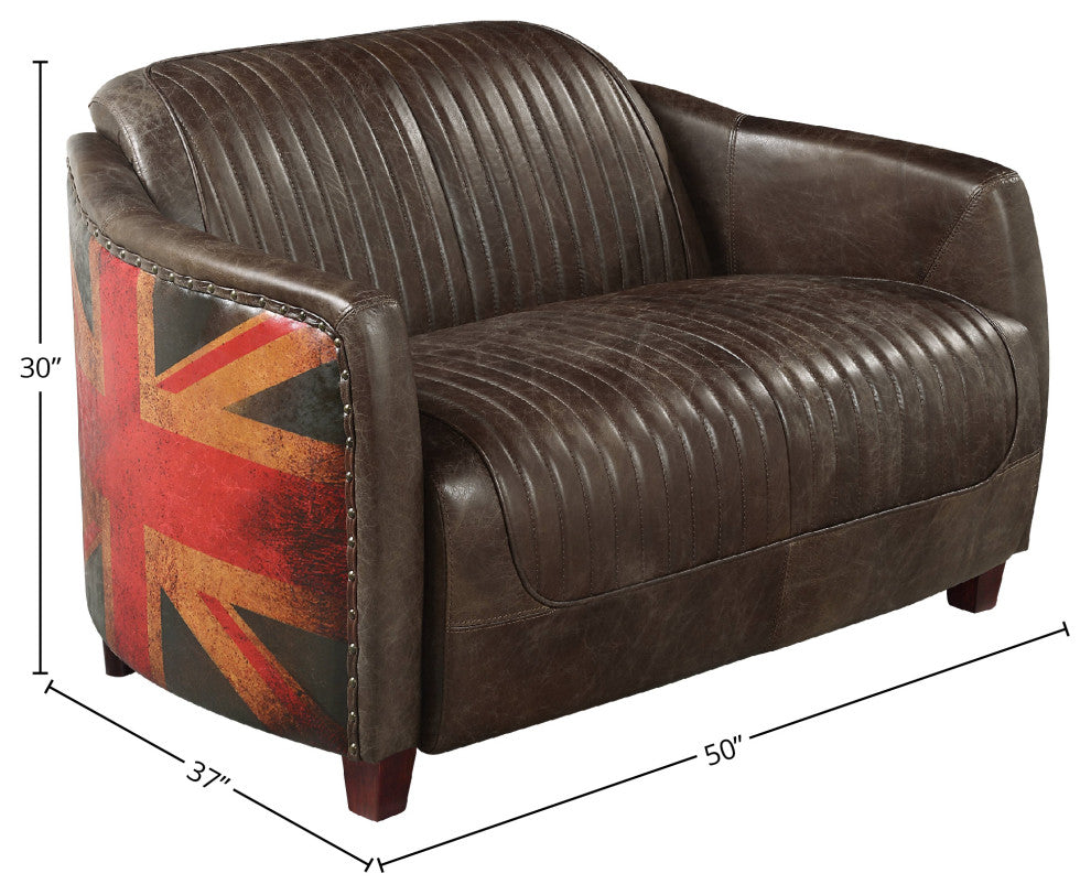 Brancaster 37"W Upholstered Loveseat, Antique Slate