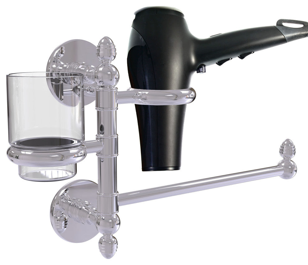 Prestige Skyline Hair Dryer Holder and Organizer, Polished Chrome