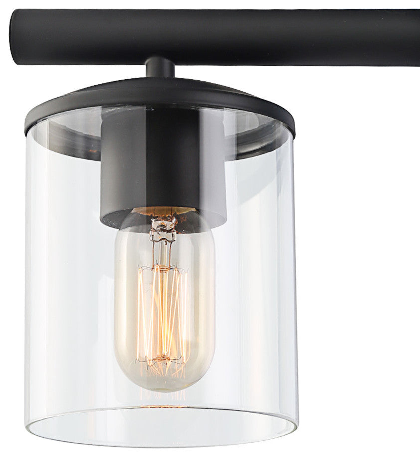 LNC 5-Light Industrial Matte Black and Linear Pendant Light for Kitchen Isalnd