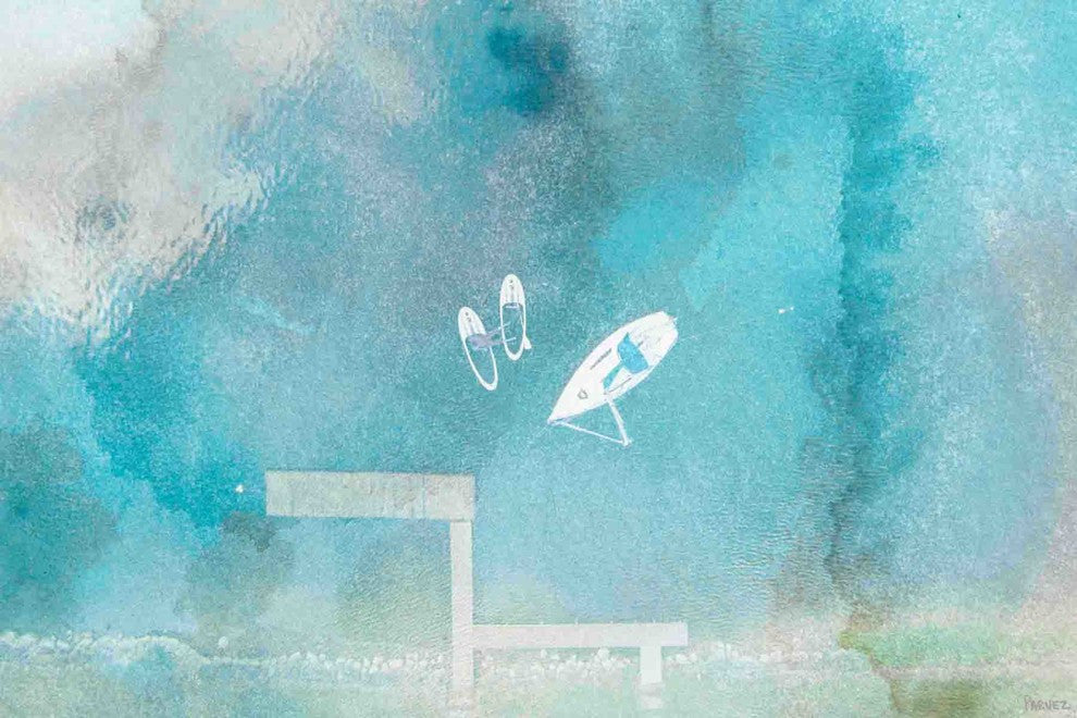 "Out on The Lake" Painting Print on Wrapped Canvas, 36"x24"