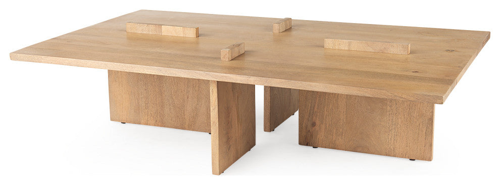 Aida 56x34x15 Wood Rectangle Coffee Table, Natural Brown