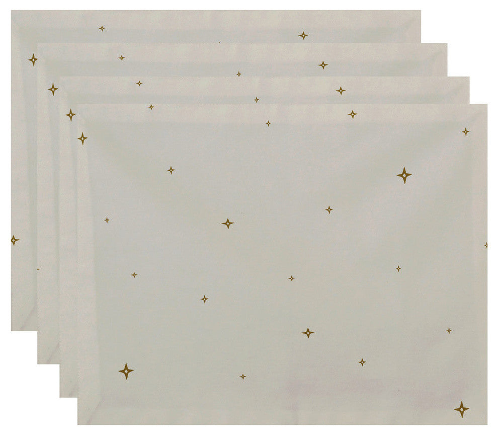Shining Stars, Holiday Geometric Print Placement, Ivory And Cream, Set of 4