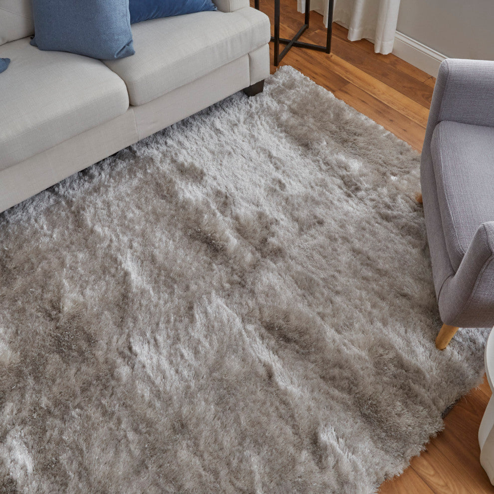 Weave & Wander Armada Plush Shag Rug, Platinum, 7'6"x9'6"