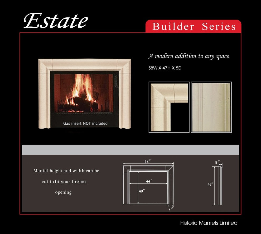 Builder Series Estate Cast Stone Fireplace Mantel