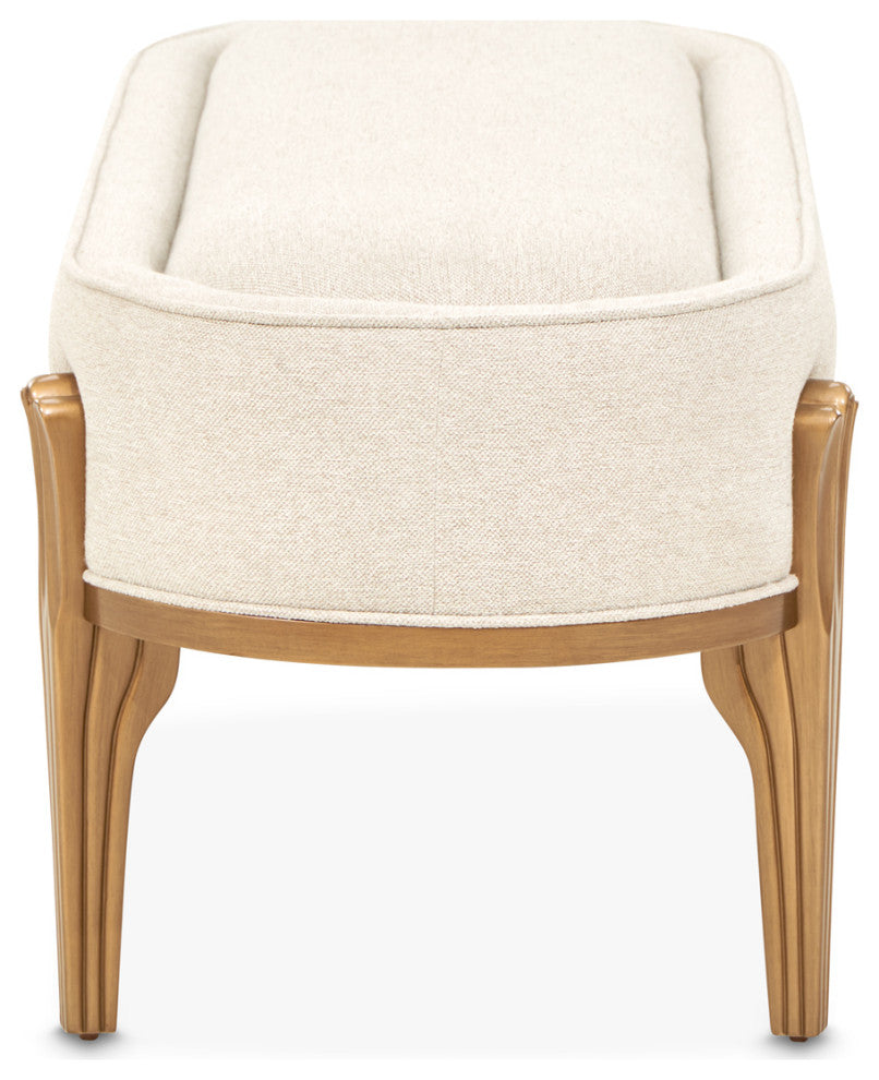 Camellia Field Accent Bench, Linen/Antique Gold